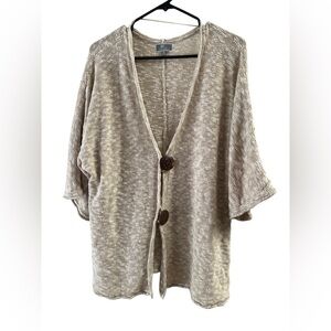 Short sleeve button down sweater knit blouse